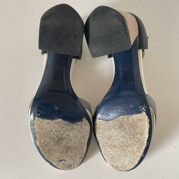 Jil Sander Neutral Color Block Chunky Heel Cut Out Sandals, Size 37 🔴 - Picture 6 of 7